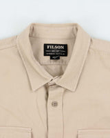 Vintage Filson 'Twine' Heavyweight Cream Khaki Canvas Long Sleeve Shirt - XL