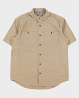 Vintage Carhartt Tan Heavyweight Relaxed Fit Short Sleeve Workwear Shirt - L