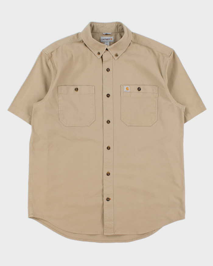 Vintage Carhartt Tan Heavyweight Relaxed Fit Short Sleeve Workwear Shirt - L