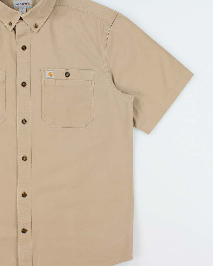 Vintage Carhartt Tan Heavyweight Relaxed Fit Short Sleeve Workwear Shirt - L