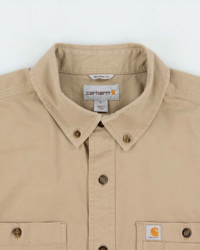 Vintage Carhartt Tan Heavyweight Relaxed Fit Short Sleeve Workwear Shirt - L
