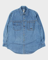 Vintage 1990s Calvin Klein Embroidered Long Sleeve Denim Shirt - S