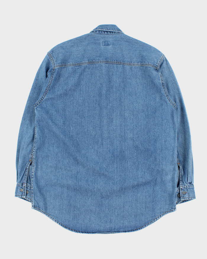 Vintage 1990s Calvin Klein Embroidered Long Sleeve Denim Shirt - S