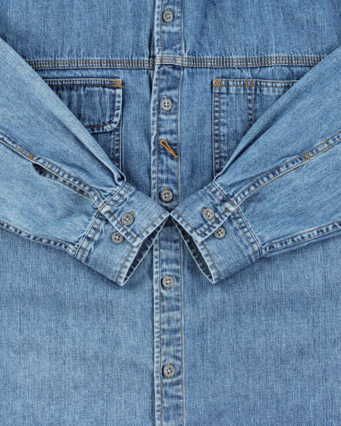 Vintage 1990s Calvin Klein Embroidered Long Sleeve Denim Shirt - S