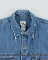 Vintage 1990s Calvin Klein Embroidered Long Sleeve Denim Shirt - S