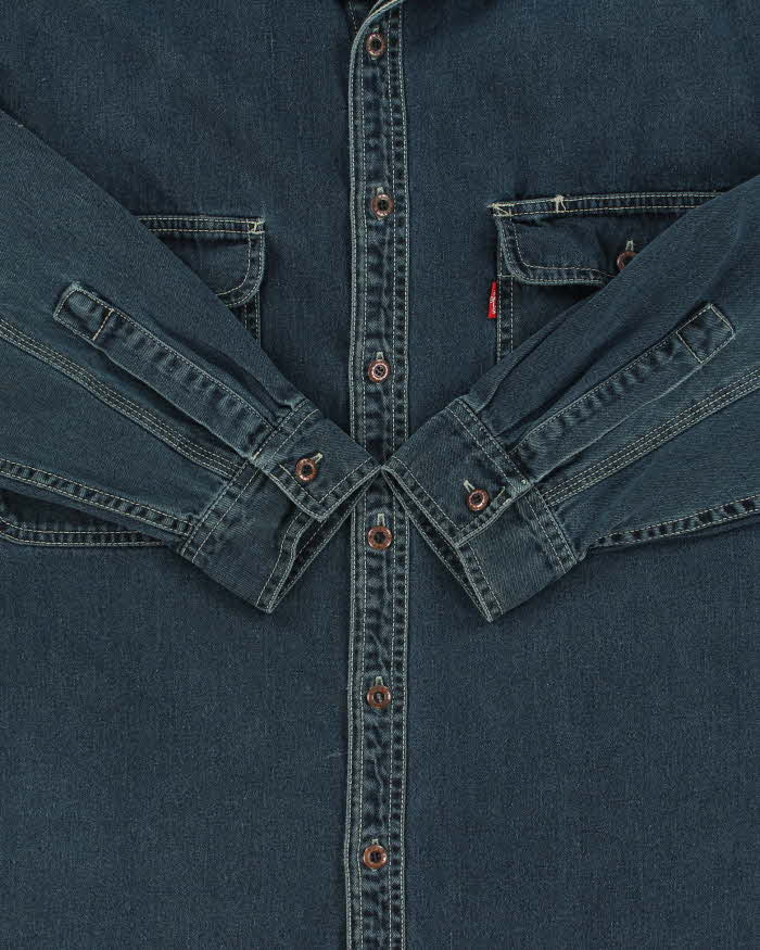 Vintage 1990s Levi's Dark Steel Wash Denim Long Sleeve Pocket Shirt - M