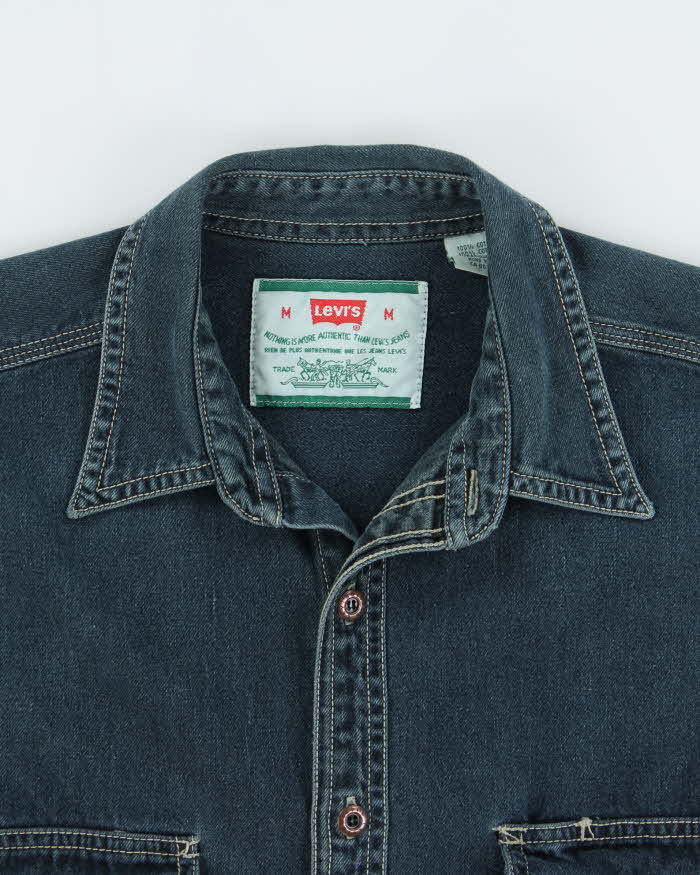 Vintage 1990s Levi's Dark Steel Wash Denim Long Sleeve Pocket Shirt - M