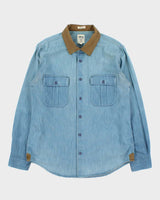 Vintage Stussy Deluxe Hand Crafted Chambray Long Sleeve Workwear Shirt - L