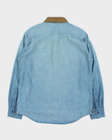 Vintage Stussy Deluxe Hand Crafted Chambray Long Sleeve Workwear Shirt - L