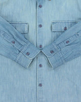 Vintage Stussy Deluxe Hand Crafted Chambray Long Sleeve Workwear Shirt - L
