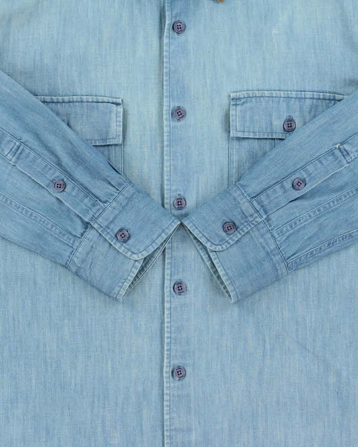 Vintage Stussy Deluxe Hand Crafted Chambray Long Sleeve Workwear Shirt - L