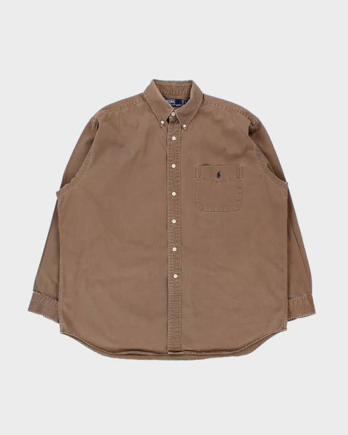 Vintage 1990s Polo Ralph Lauren Long Sleeve Denim Pocket Shirt - XL