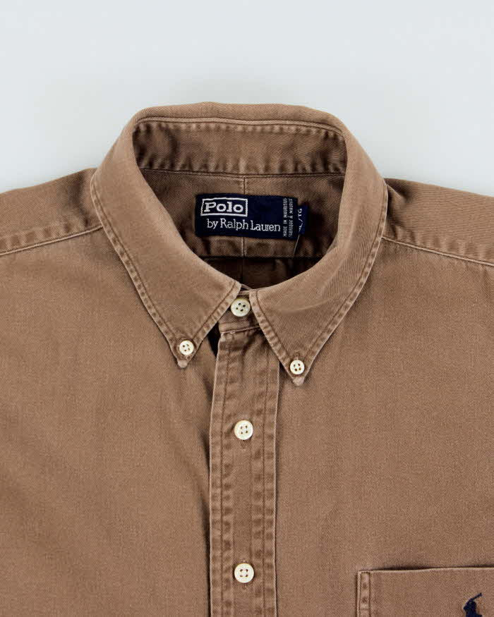 Vintage 1990s Polo Ralph Lauren Long Sleeve Denim Pocket Shirt - XL
