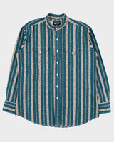Vintage 1990s Panhandle Slim Striped Western Grandad Collared Long Sleeve Shirt - L