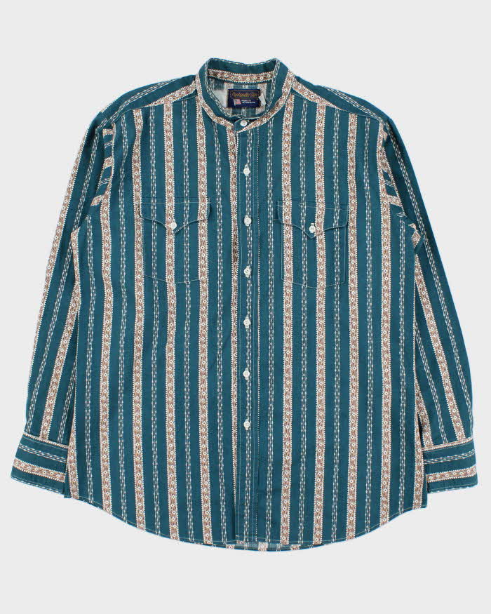 Vintage 1990s Panhandle Slim Striped Western Grandad Collared Long Sleeve Shirt - L