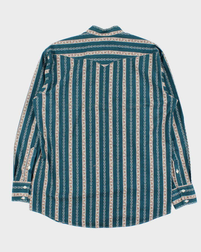 Vintage 1990s Panhandle Slim Striped Western Grandad Collared Long Sleeve Shirt - L