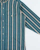 Vintage 1990s Panhandle Slim Striped Western Grandad Collared Long Sleeve Shirt - L
