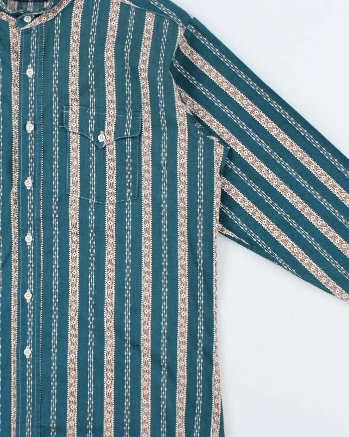 Vintage 1990s Panhandle Slim Striped Western Grandad Collared Long Sleeve Shirt - L
