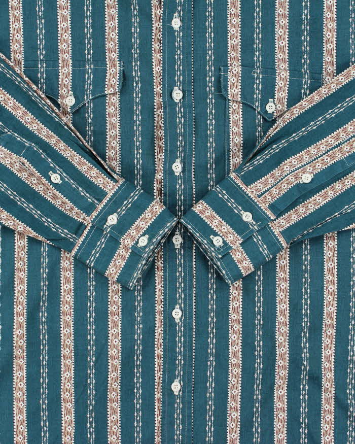 Vintage 1990s Panhandle Slim Striped Western Grandad Collared Long Sleeve Shirt - L