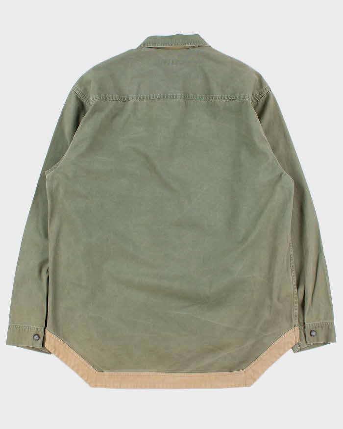 Vintage Y2K 00s Nautica Khaki Quarter-Zip Canvas Oversized Pullover Shirt - M