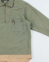 Vintage Y2K 00s Nautica Khaki Quarter-Zip Canvas Oversized Pullover Shirt - M