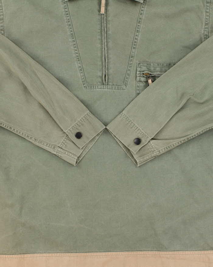 Vintage Y2K 00s Nautica Khaki Quarter-Zip Canvas Oversized Pullover Shirt - M