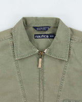 Vintage Y2K 00s Nautica Khaki Quarter-Zip Canvas Oversized Pullover Shirt - M