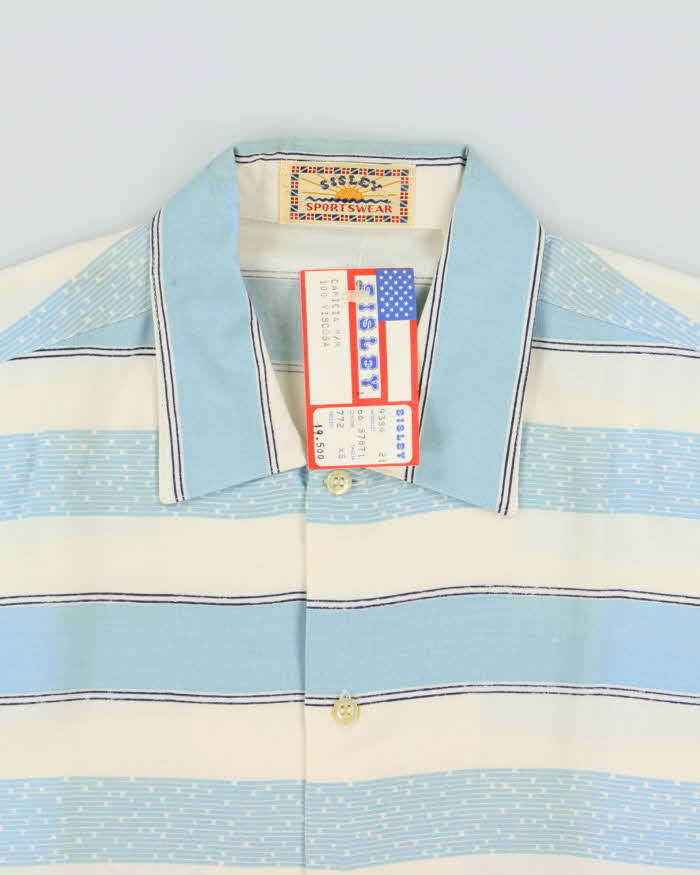 DSWT 1980s Sisley Oversized Striped Short Sleeve Shirt - XS
