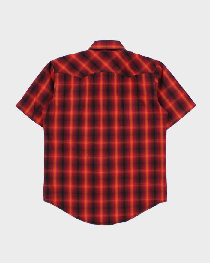 Vintage Y2K 00s Wrangler Plaid Snap Button Short Sleeve Western Shirt - S
