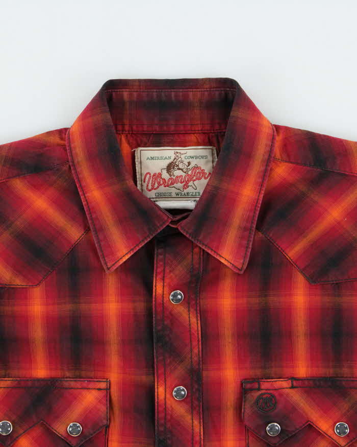 Vintage Y2K 00s Wrangler Plaid Snap Button Short Sleeve Western Shirt - S