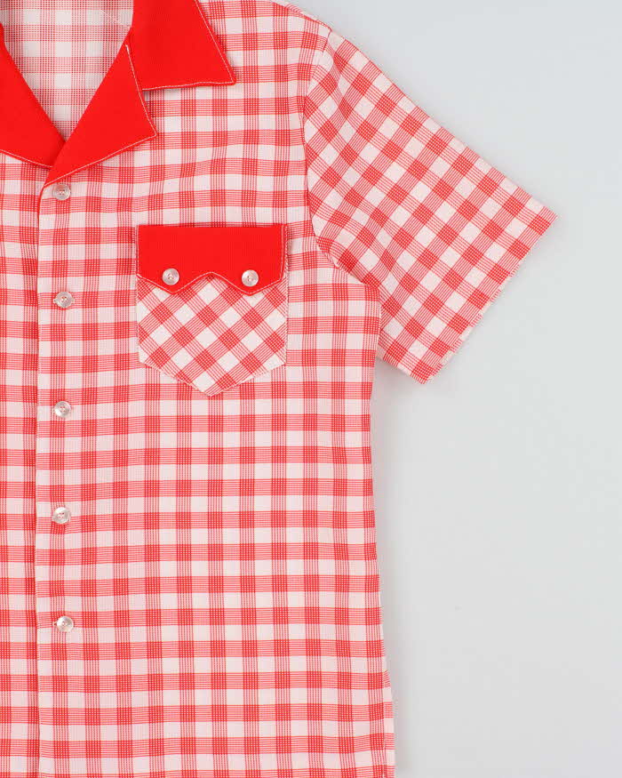 Vintage 1970s Jantzen Made In Canada Glen Check Short Sleeve Shirt - L