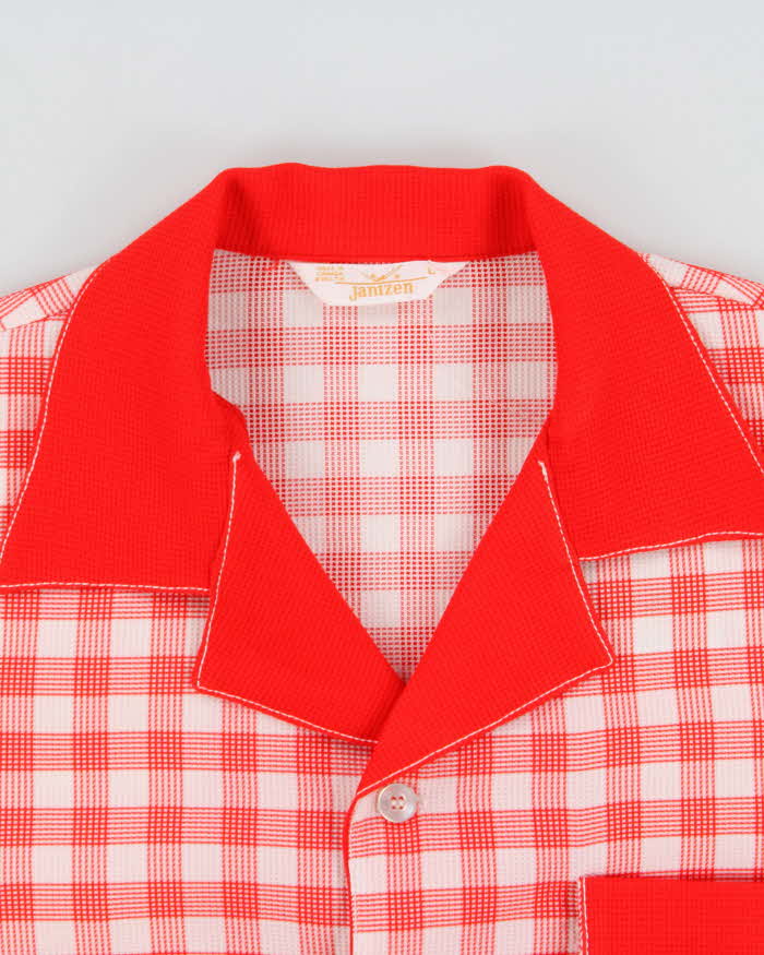 Vintage 1970s Jantzen Made In Canada Glen Check Short Sleeve Shirt - L