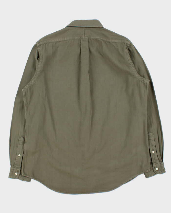 Vintage Polo Ralph Lauren Khaki Striped Custom Fit Long Sleeve Shirt - XL