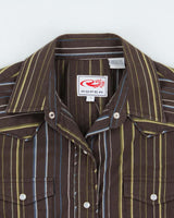 Vintage Y2K 00s Roper Striped Embroidered Pearl Snap Button Long Sleeve Western Shirt - S