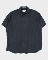 Vintage Y2K 00s Calvin Klein Striped Linen Blend Modern Fit Short Sleeve Shirt - XL