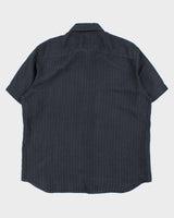 Vintage Y2K 00s Calvin Klein Striped Linen Blend Modern Fit Short Sleeve Shirt - XL
