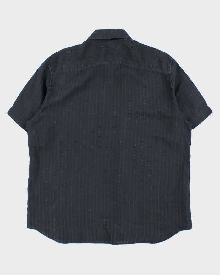 Vintage Y2K 00s Calvin Klein Striped Linen Blend Modern Fit Short Sleeve Shirt - XL