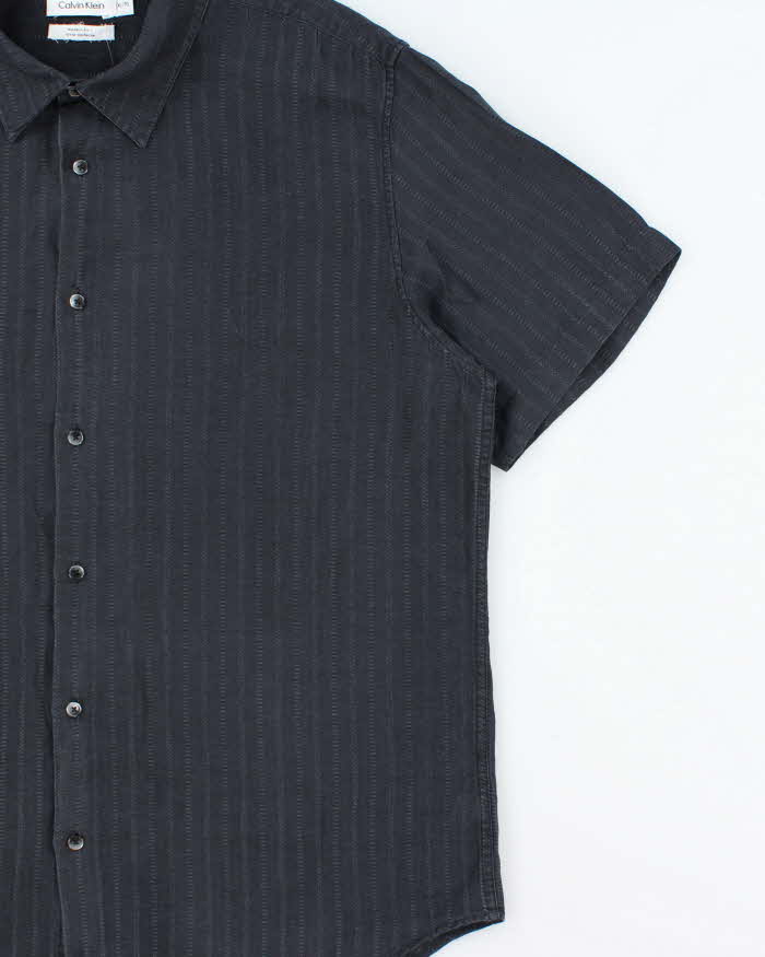 Vintage Y2K 00s Calvin Klein Striped Linen Blend Modern Fit Short Sleeve Shirt - XL