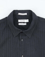 Vintage Y2K 00s Calvin Klein Striped Linen Blend Modern Fit Short Sleeve Shirt - XL