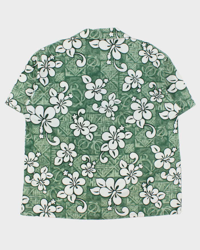 Vintage 1980s Made In USA Floral Cotton Hawaiian Shirt - XL