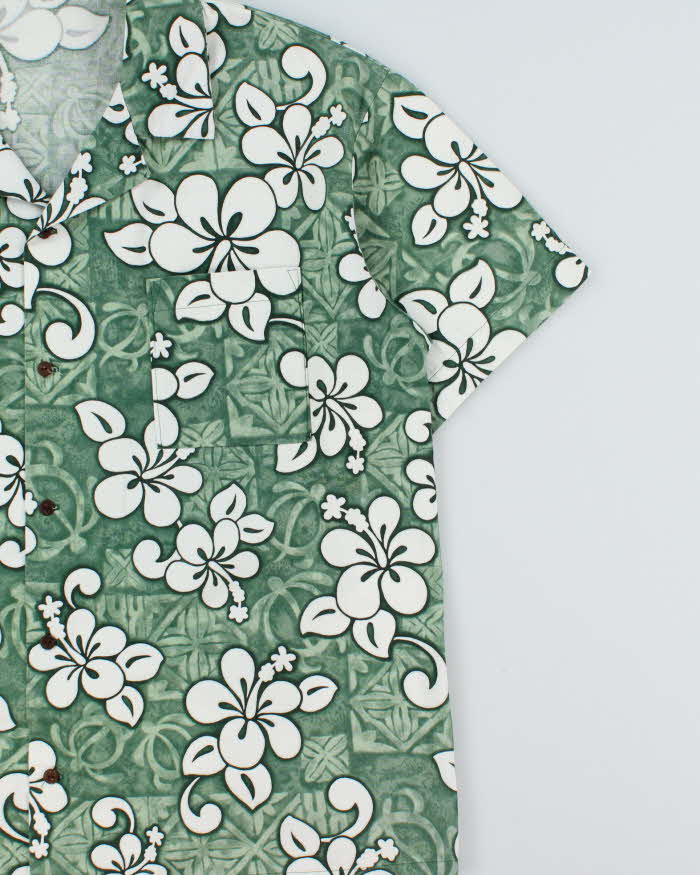 Vintage 1980s Made In USA Floral Cotton Hawaiian Shirt - XL