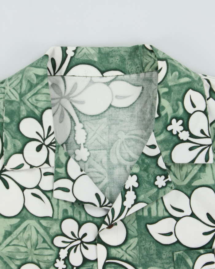 Vintage 1980s Made In USA Floral Cotton Hawaiian Shirt - XL