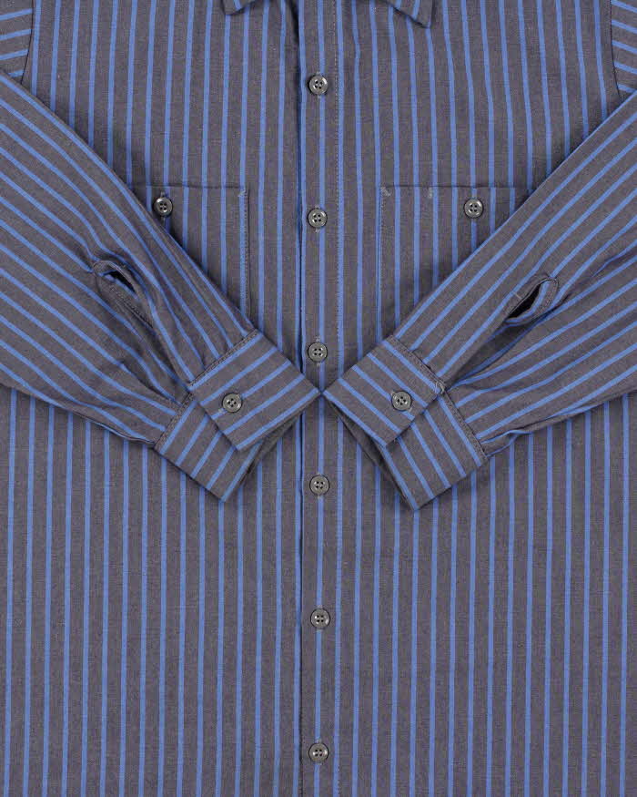 Vintage 1980s Red Kap Striped Long Sleeve Workwear Shirt - M