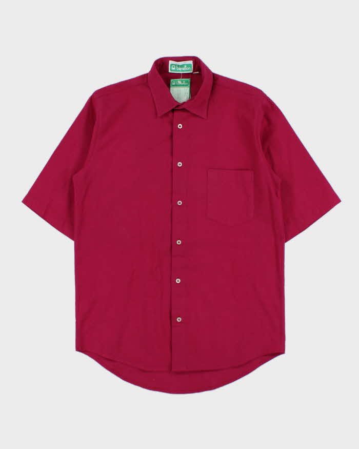 DSWT Vintage 1980s Benetton Fuchsia Short Sleeve Shirt - S