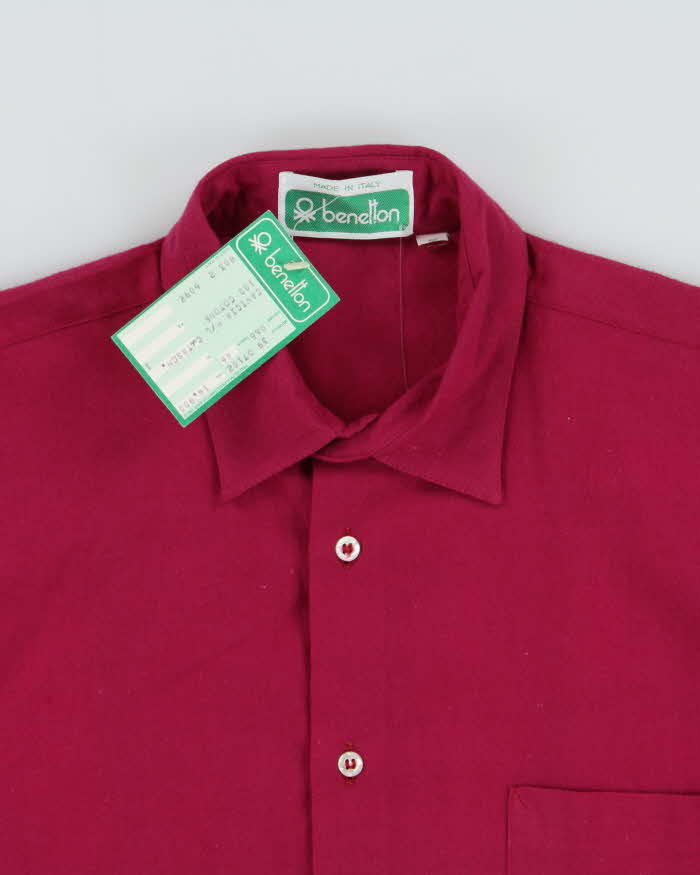 DSWT Vintage 1980s Benetton Fuchsia Short Sleeve Shirt - S