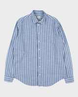 Vintage Y2K 00s Armani Collezioni Striped Long Sleeve Chambray Shirt - L