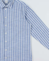 Vintage Y2K 00s Armani Collezioni Striped Long Sleeve Chambray Shirt - L