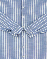 Vintage Y2K 00s Armani Collezioni Striped Long Sleeve Chambray Shirt - L
