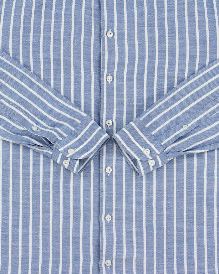 Vintage Y2K 00s Armani Collezioni Striped Long Sleeve Chambray Shirt - L