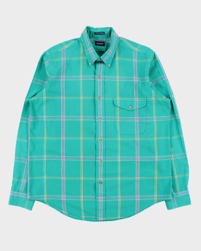 Vintage 1990s Gant 'Fox Hunt Plaid' Long Sleeve Flap Pocket Shirt - L